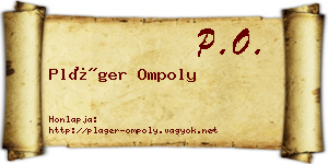 Pláger Ompoly névjegykártya
